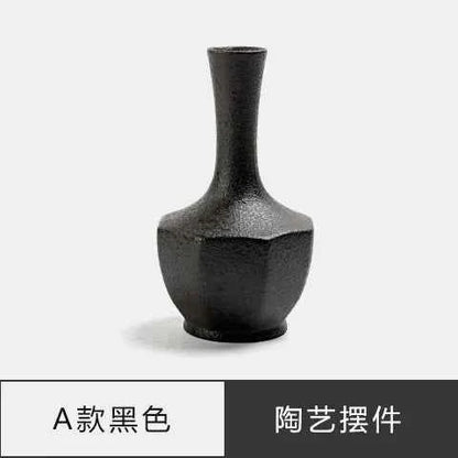 Japanese Zen Vintage Ceramic Vase Dried Flower Arrangement Flower Craft Ornament Table Top Irregular Threaded Vase Ornament Gift