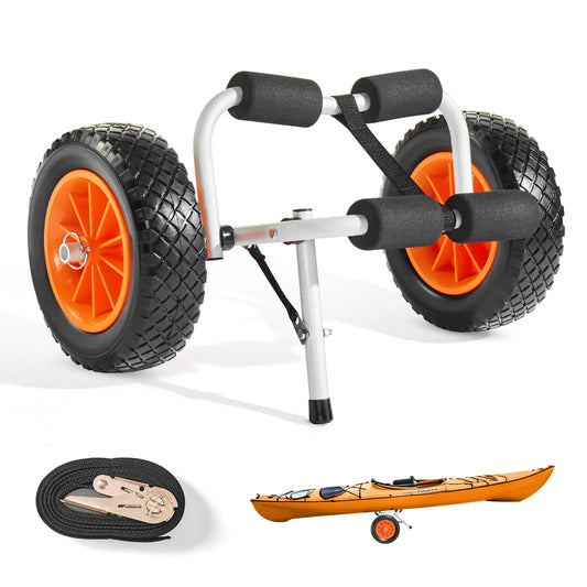 200 lbs Foldable Kayak Cart with 10in Solid Tires Paddle Board Trolley for Carrying Canoes Float Mats