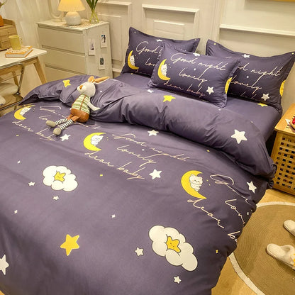 Daisy Print Washed Cotton Duvet Cover Set, King