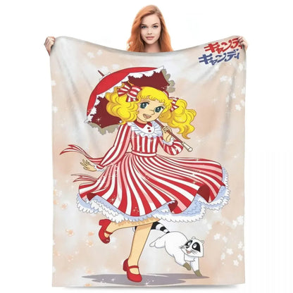 Candy Candy Manga Fleece Blankets Drama Adventure Custom Throw Blankets for Sofa Bedding Lounge