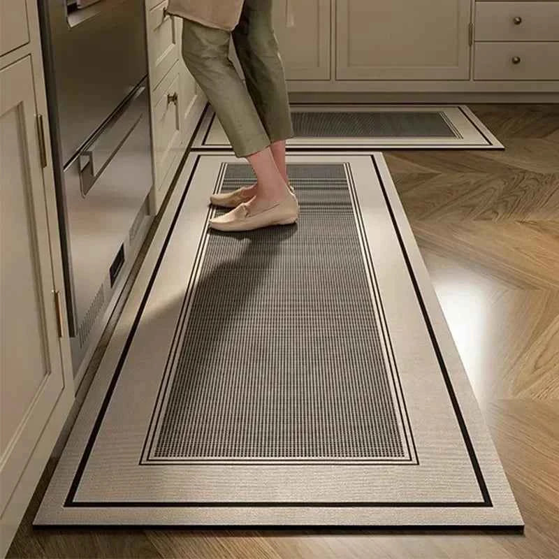 Carpet for Kitchen Floor Mat Pvc Leather Waterproof Non-slip Long Rug Oil-proof Foot Mats Pink Flower Home Decoration Rugs