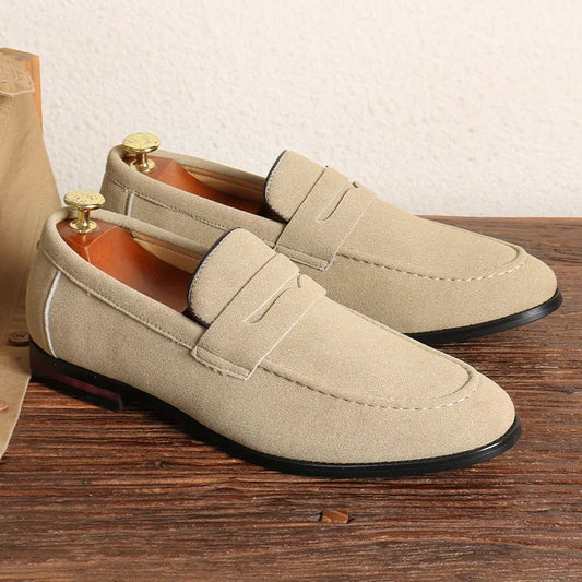 Mocassins en daim pour hommes | Chaussures habillées à enfiler pour mariages, affaires et événements formels