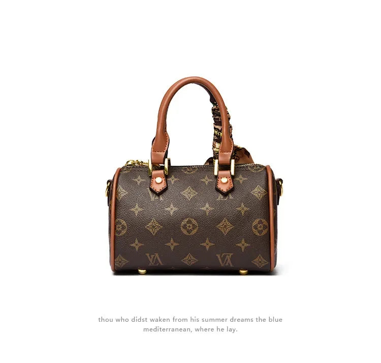 Retro Letter-Print Boston Bag, Trendy Shoulder Bag