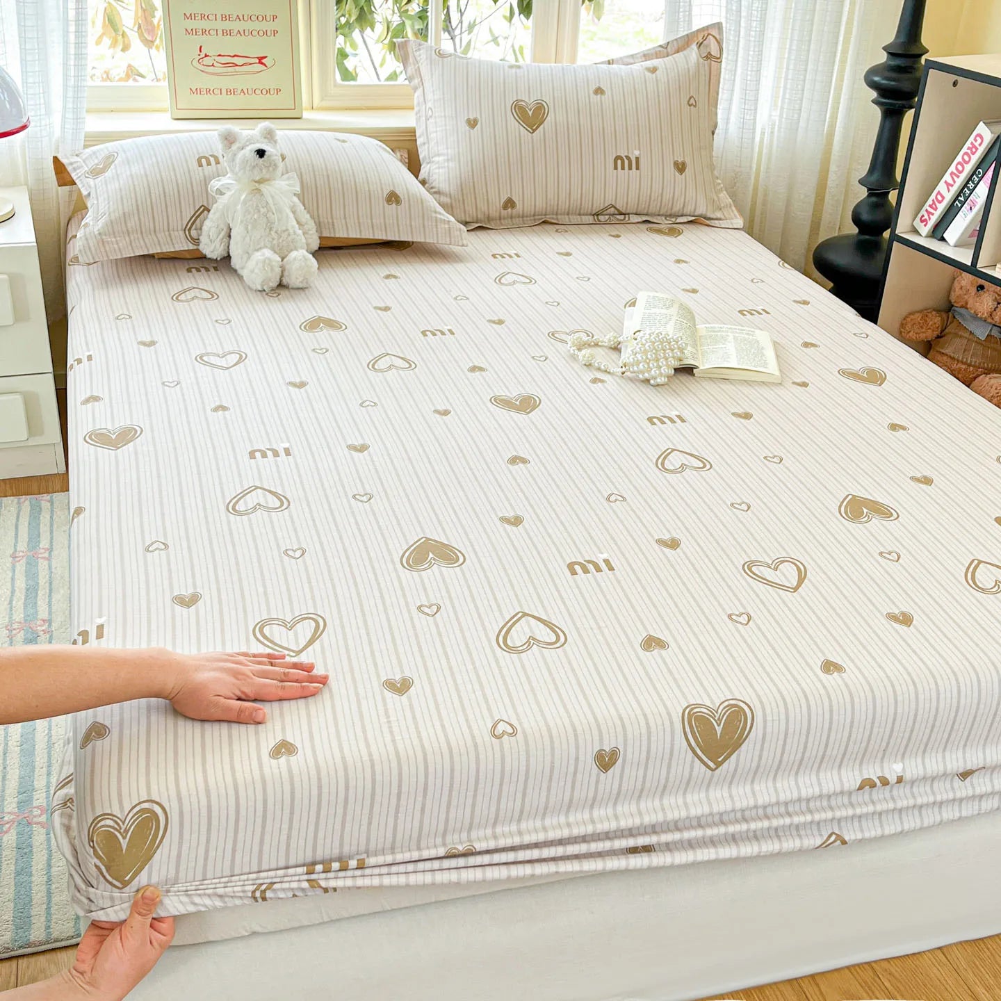 100% Cotton Cute Bear Print Bed Sheet, All Sizes