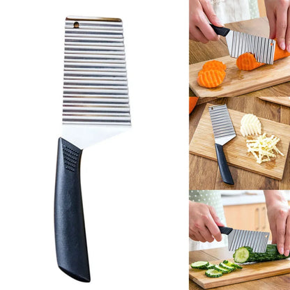 Crinkle Cut Wavy Potato Slicer & French Fry Maker – Stainless Steel Chopper Knife
