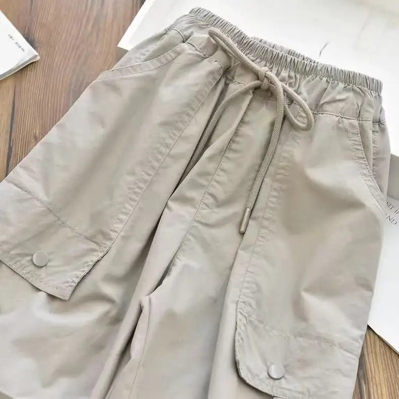 Spring Clothes Fashionable Kids Cargo Joggers Elastic Ankle Pants Casual Trousers Light Breathable Summer Trendy Outfit