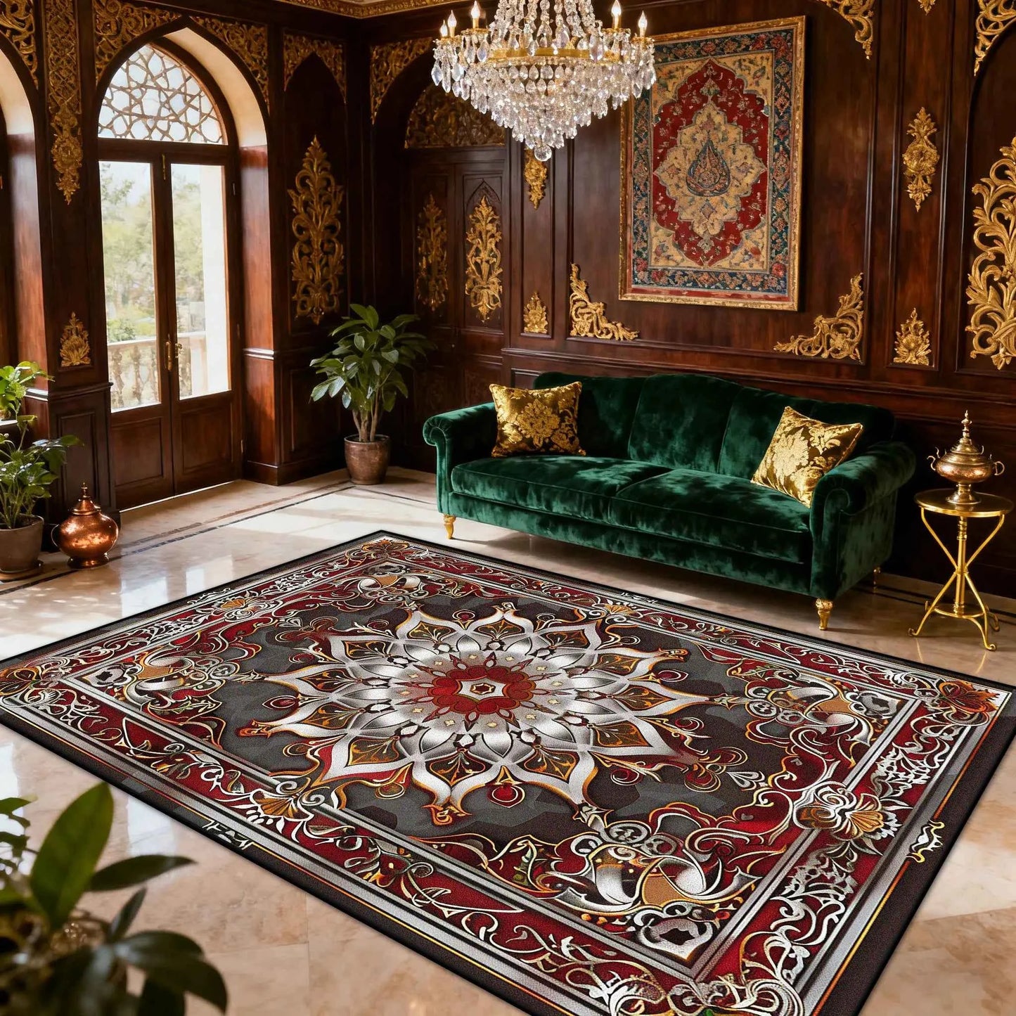 Persian American Retro Carpet Large Area Living Room Decoration Home Ethnic Style Bedroom Rug Cloakroom Lounge Soft Mat Washable