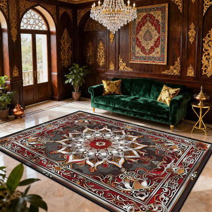 Persian American Retro Carpet Large Area Living Room Decoration Home Ethnic Style Bedroom Rug Cloakroom Lounge Soft Mat Washable