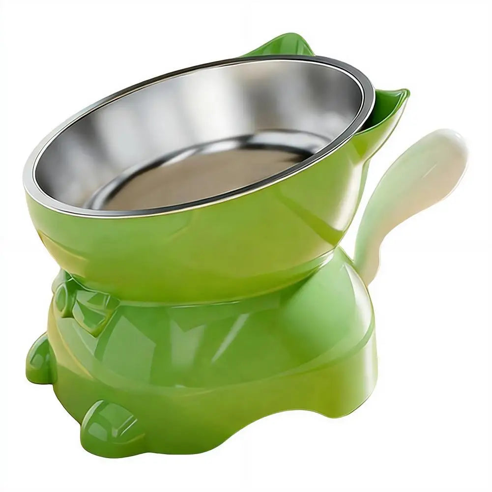 Elevated Stainless Steel Cat Bowl with Ear-Shaped Stand