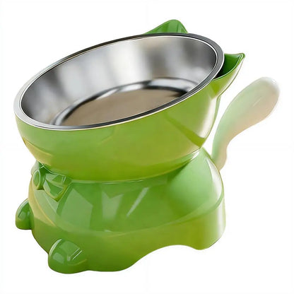 Elevated Stainless Steel Cat Bowl with Ear-Shaped Stand