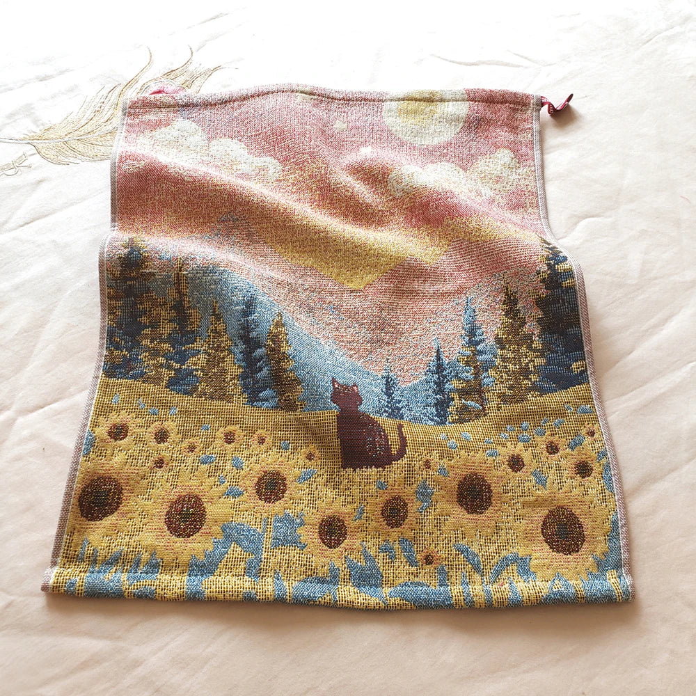 Pastoral Cats 100% Cotton Four-layer Gauze Towel Printed Hand Towel