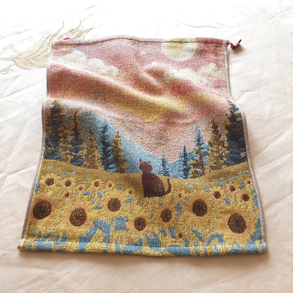 Pastoral Cats 100% Cotton Four-layer Gauze Towel Printed Hand Towel