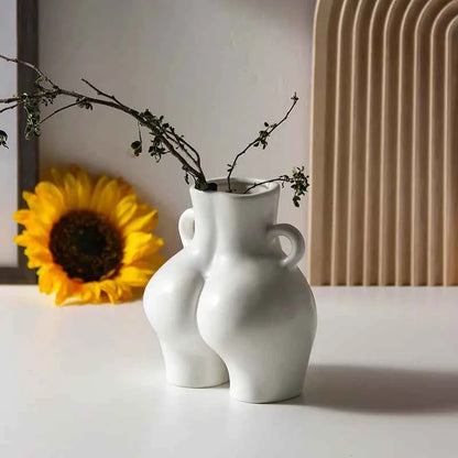 Body shape creative ceramic butt vase dried flower arrangement simple modern art home decoration