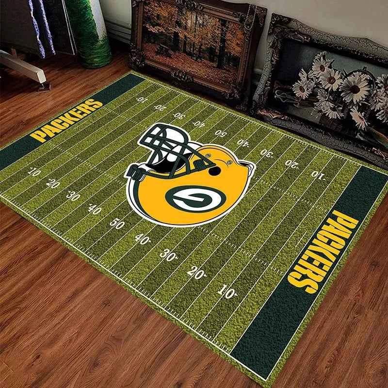 American Football Field Pattern Team Carpet Anti Slip Carpet Sports Fans HomeDecorationLiving Room Sofa Game RoomGreen Floor Mat