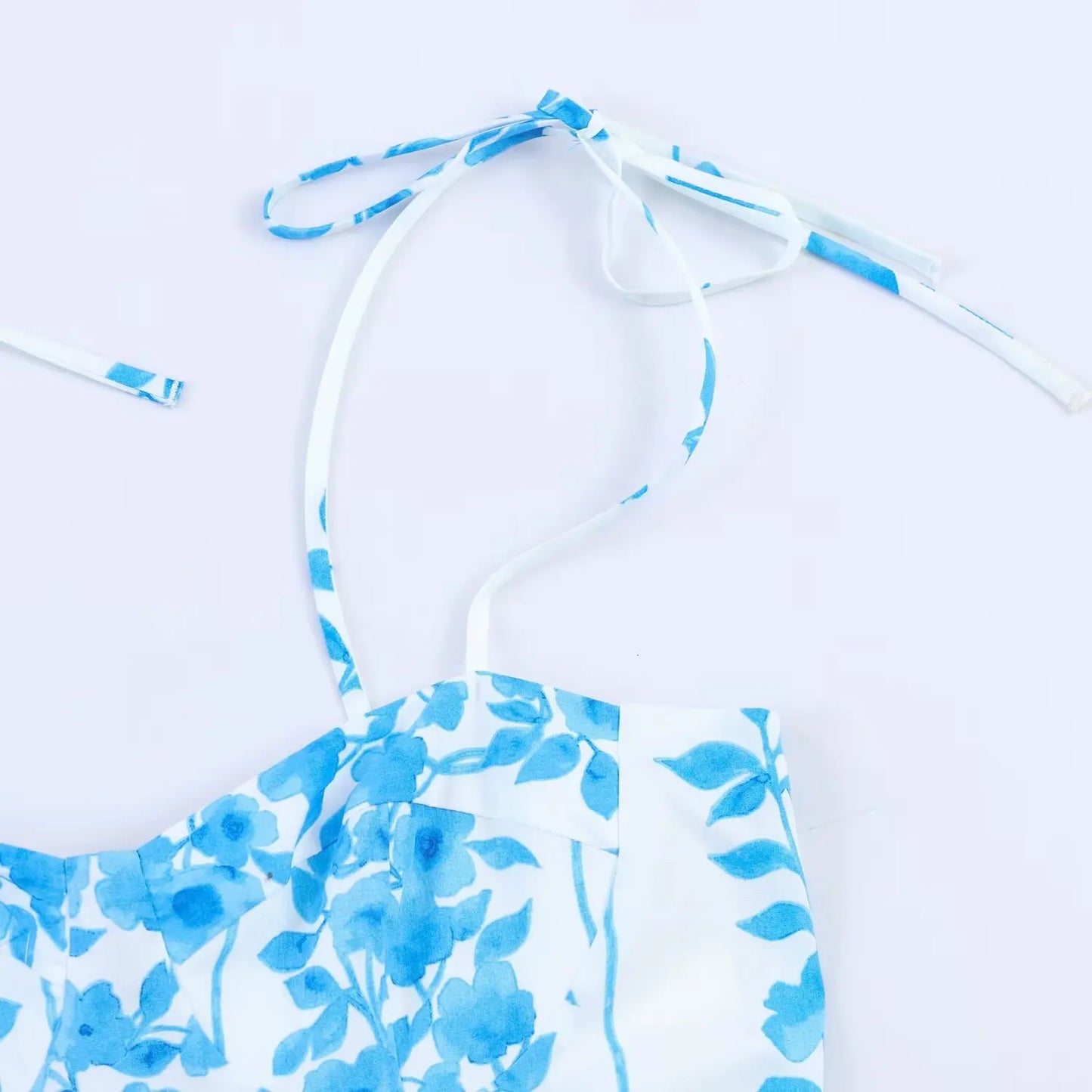 Women Blue Print Cami Dress 2026 Summer Sexy Sashes Bow Midi Dress Beach Holiday Long Fashion Female Vestidos