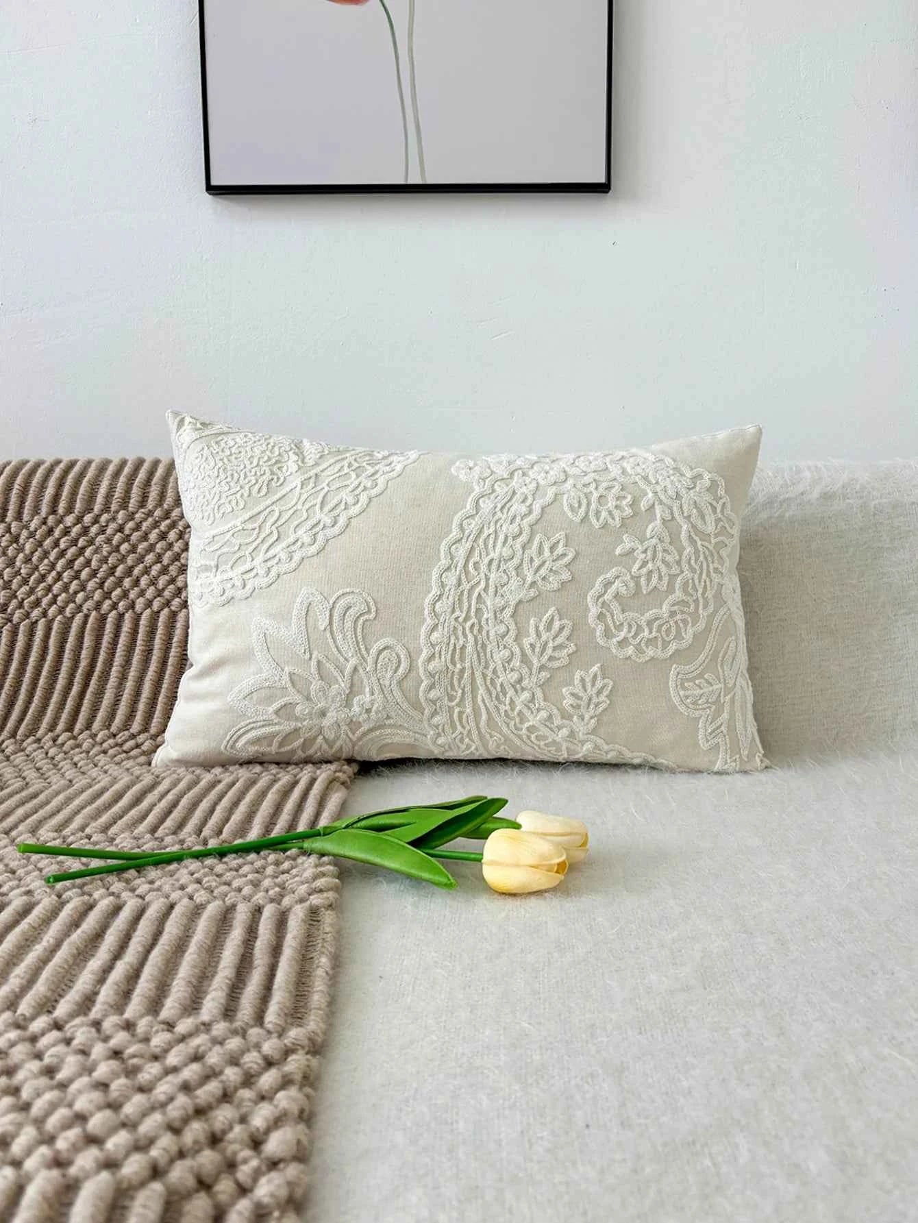 1pc, Embroidery Throw Pillow Without Insert, Decorative Throw Pillow Cushion, For Living Room Bedroom Sofa Home Decor