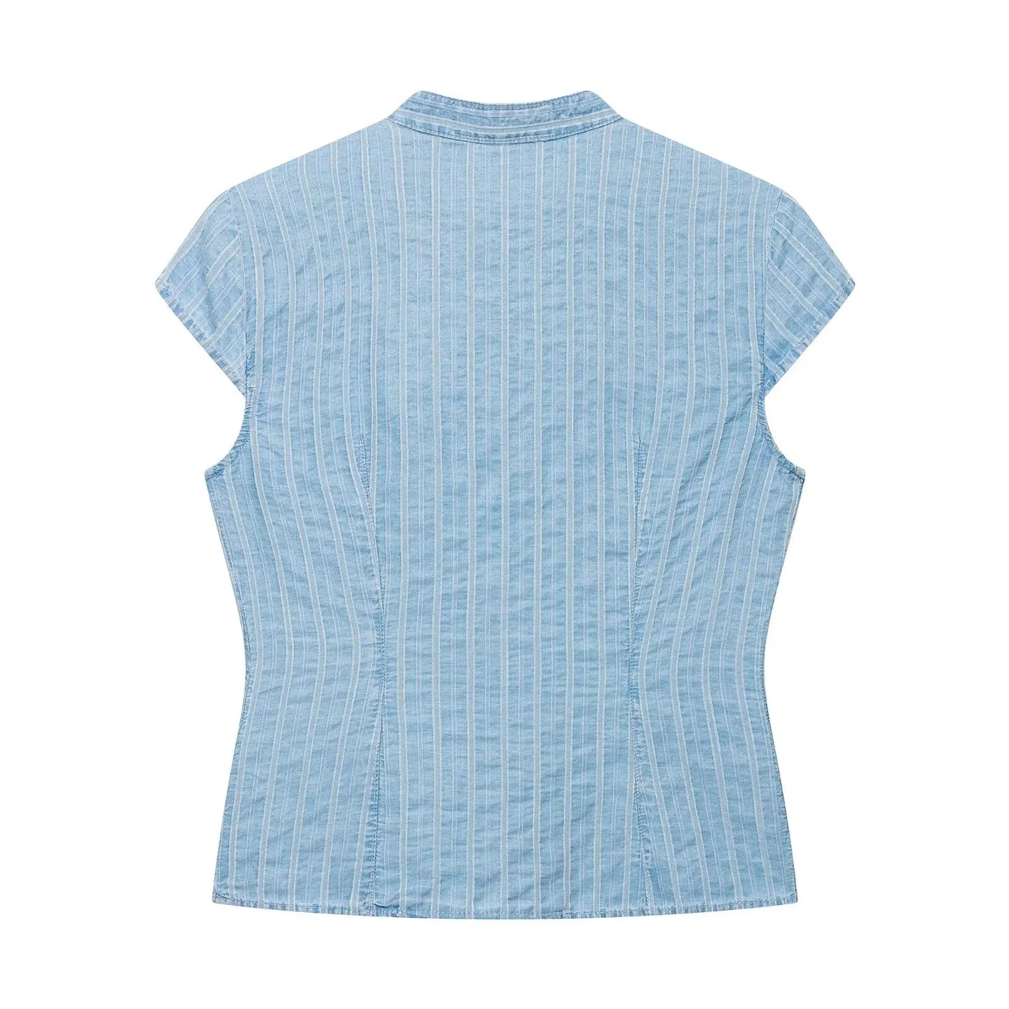 Women's Trendy Striped Short Sleeve Blouse – O-Neck Casual Commute Comfortable Summer Shirt