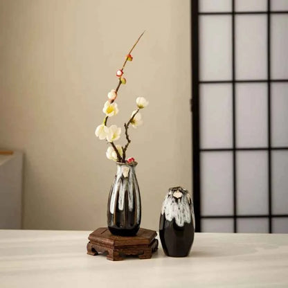 Japanese Style Ceramic Kiln Glazed Retro Vase Handmade Flower Arrangement Decoration Living Room Foyer Vase