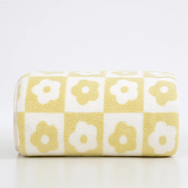 35x75cm Flower PatternCoral Velvet Absorbent Quick Drying Face Towel Soft - Bath Towel