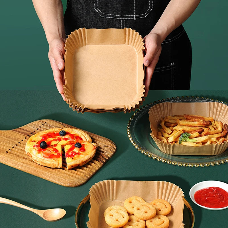 50-Pack Disposable Air Fryer Paper Liners, Non-Stick Square