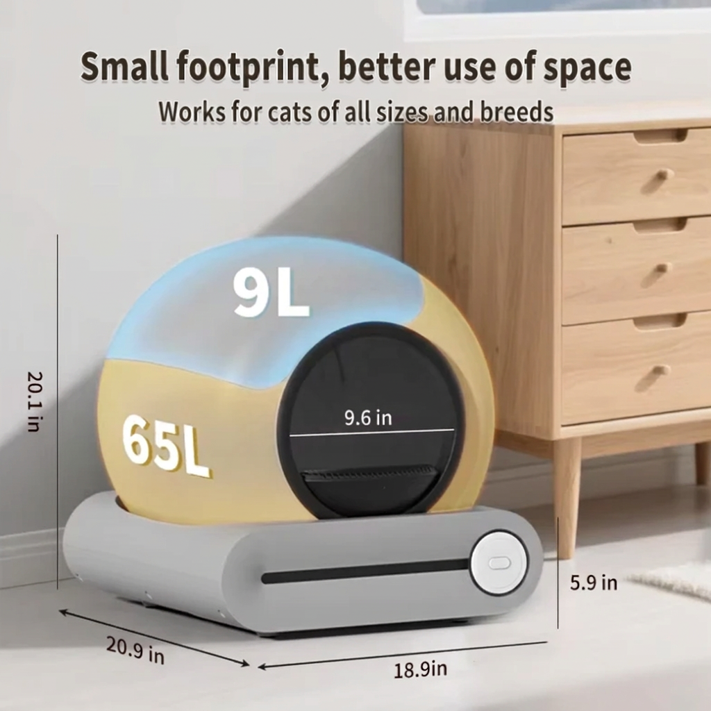 Self Cleaning Cat Litter Box, Automatic Cat Litter Box 65L APP Control, Smart Toilet for Multiple Cats, US Stock Ready Ship