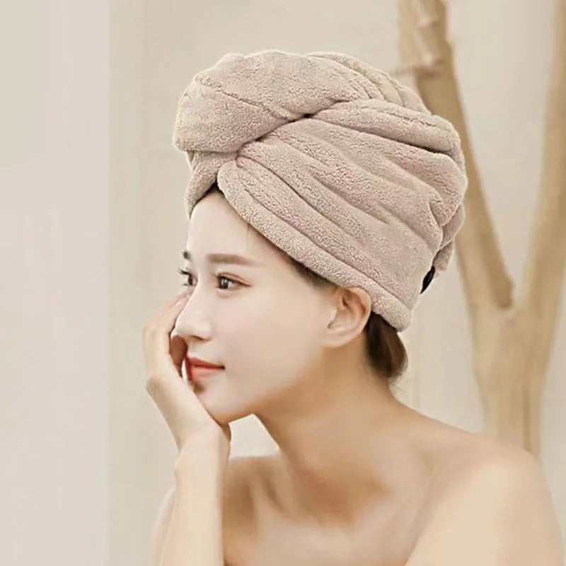 Women’s Quick-Dry Microfiber Hair Towel Turban — Shower Cap & Bath Hat