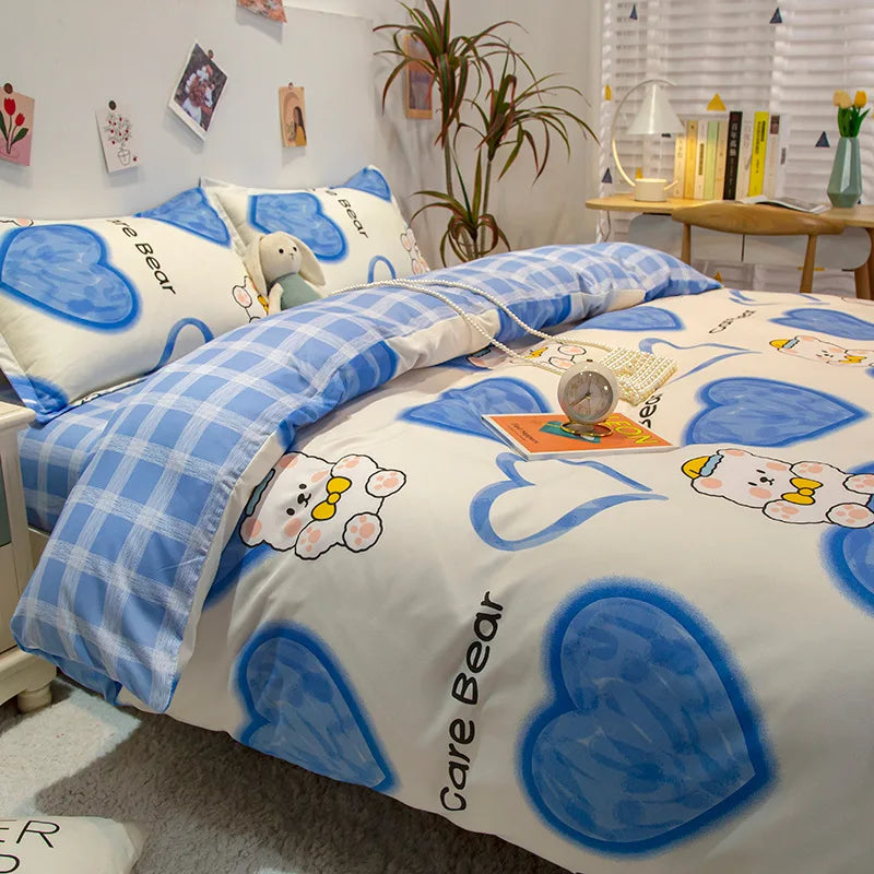 Daisy Print Washed Cotton Duvet Cover Set, King