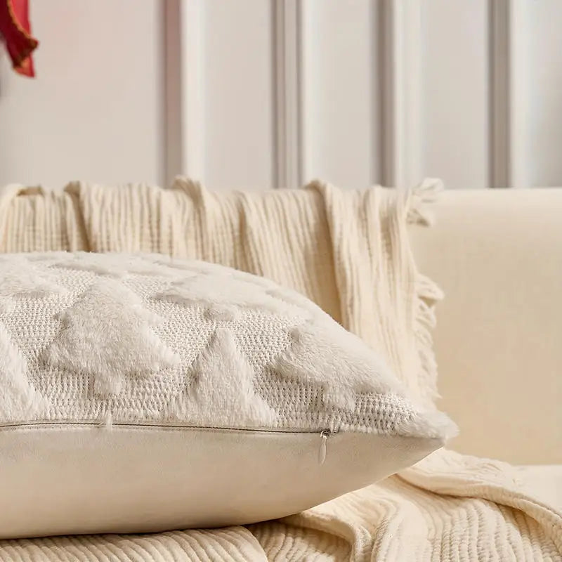 Christmas Decorative Pillow Cover, White, Holiday Decor