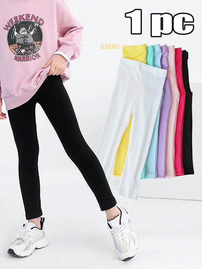 Girl Pants Soft Elastic Kids Leggings Candy Color Girls Skinny Pant Solid Color Trousers for Aged 2-12 Years Children Daily Wear
