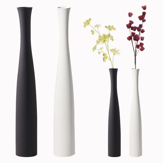 40cm Modern Ceramic Vase White Black Plants Ornaments Minimalist Vase for Living Room Home Office Party Decoration Flower Bottle