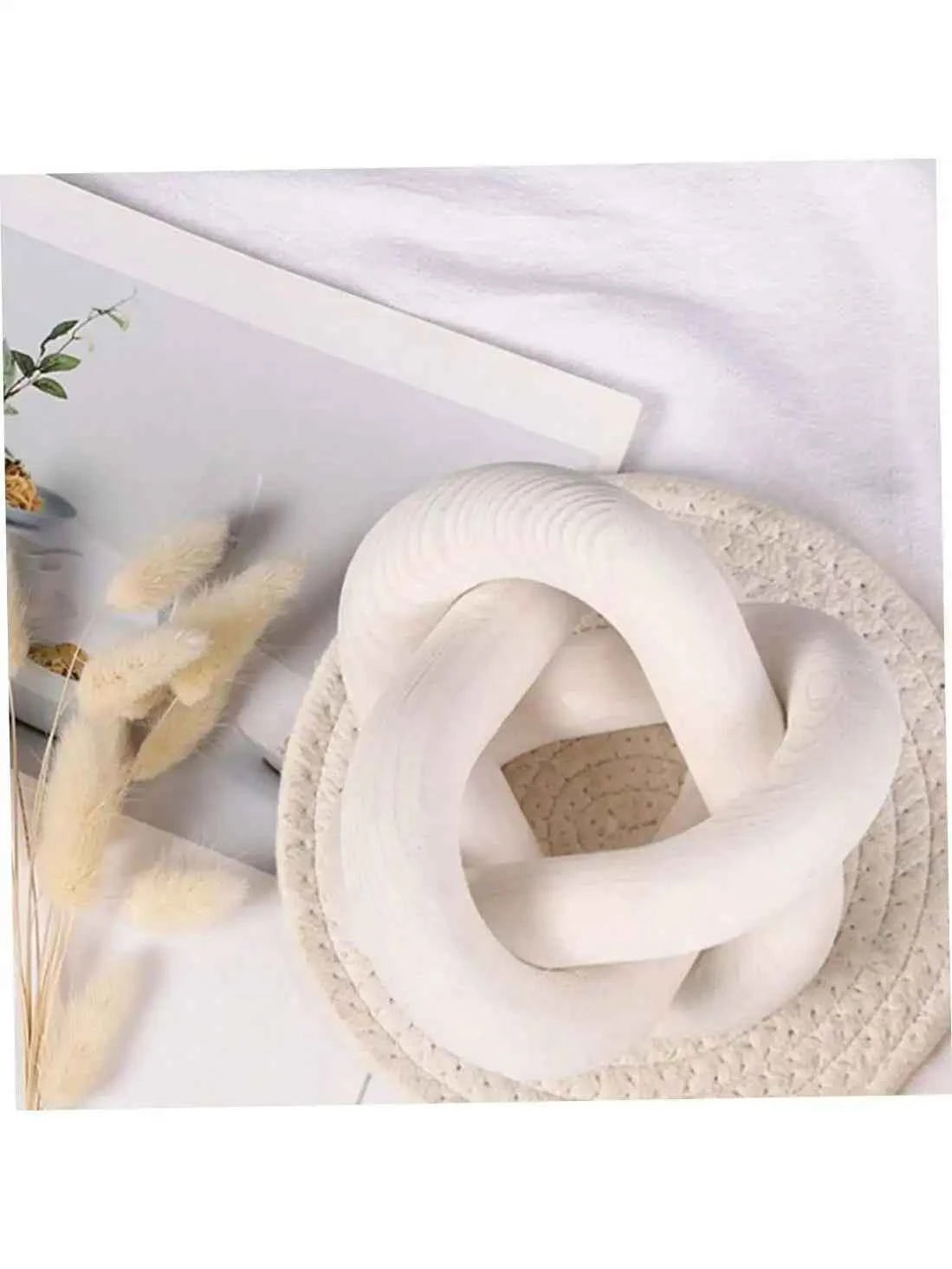 Hand Carved Coffee Table Decoration, Boho Chain Link Decor, Modern Shelf, Rustic Objects for Home Living Room Bedroom