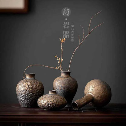 Creative Ceramic Dry Flower Vase, Flower Arrangement, Living Room, Coarse Pottery, Table Decoration, Vases for Flowers