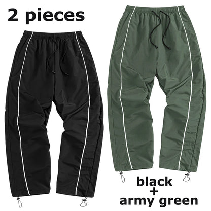 Men's Trendy Sporty Pants with Lines Gym Workout Running Trousers with Side Pockets Athletic Quick-Dry Breathable Sweatpants
