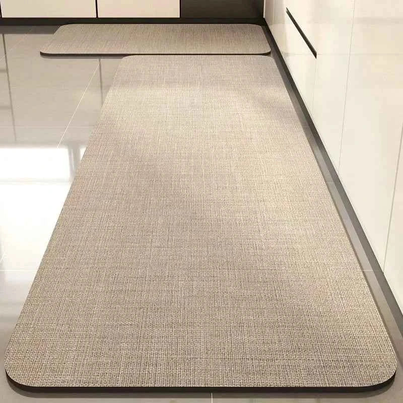 Kitchen Carpet Non-slip Waterproof Oil-proof PVC Leather Floor Mat Minimalist Gray White Letter Long Size Home Decoration Rugs