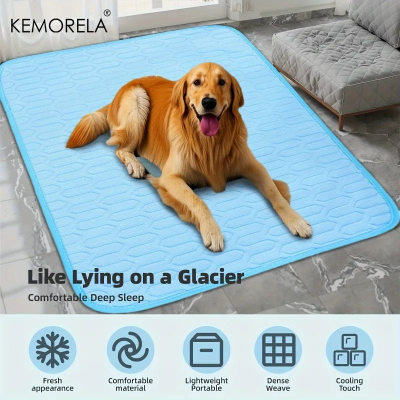 Ice-Cool Pet Cooling Mat & Bed — Breathable Sweat-Absorbent Fabric for Small, Medium & Large Pets