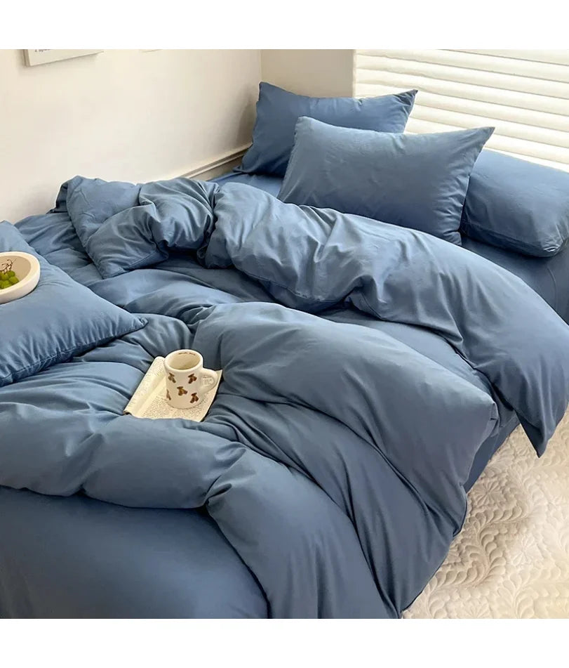Solid Cotton Bedding Set | Duvet Cover & Sheet