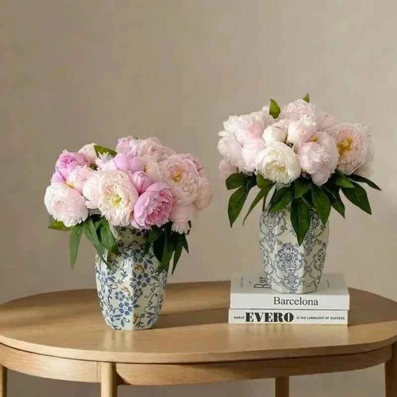 1PCS  New Chinese Hand-Painted Blue and White Porcelain Vase Arrangement Decor for Living Room Dining Room Entryway