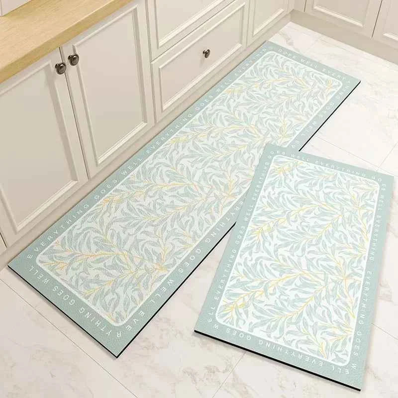 Carpet for Kitchen Floor Mat Pvc Leather Waterproof Non-slip Long Rug Oil-proof Foot Mats Pink Flower Home Decoration Rugs