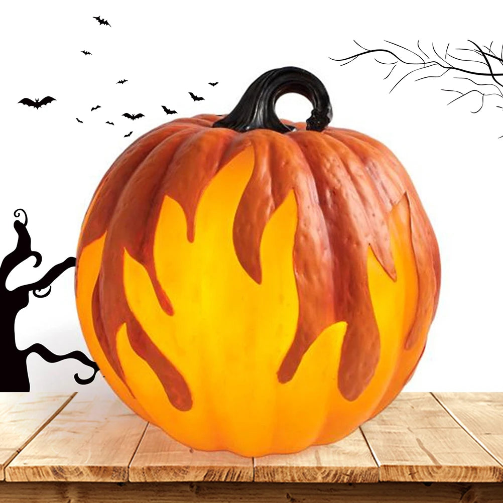 5Pcs Halloween Pumpkin Lantern Battery Operated Jack O Lantern Flame Lighted Pumpkin Party Favor for Halloween Home Decoration