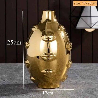 Ceramic Candlestick Art Vase Sculpture Crafts Human Face Flower Pot Handmade Garden Storage Flower Arrangement Home Decors