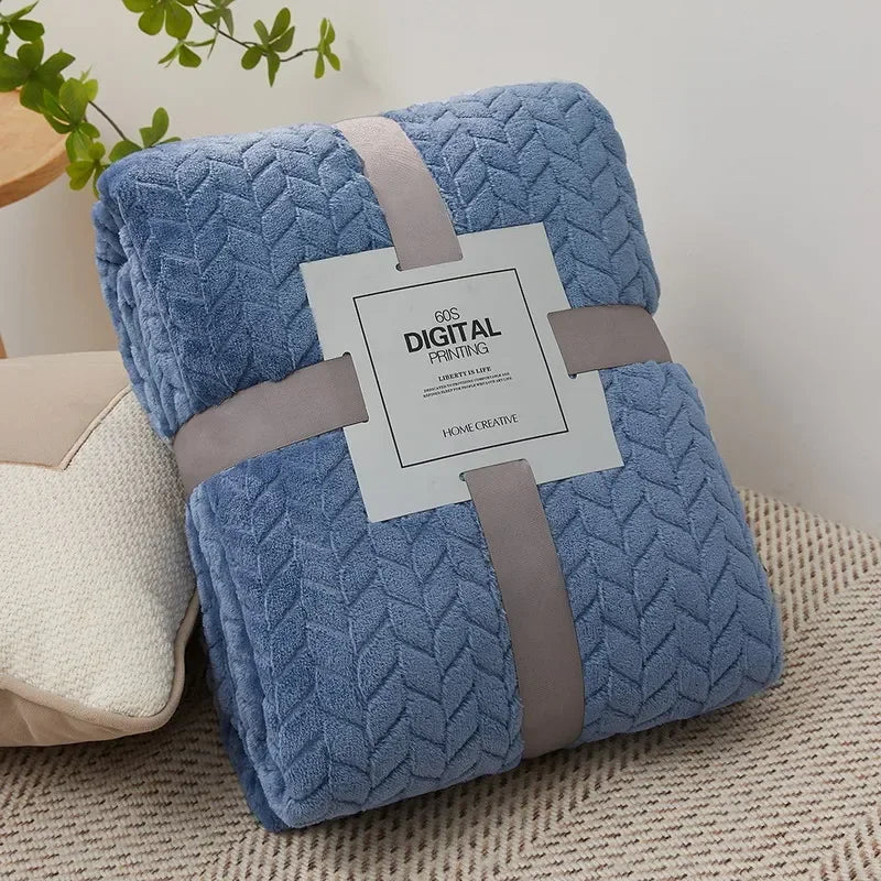 Fluffy Coral Velvet Blanket Flannel Plush Comfortable Thickened and Warm Soft Sofa Throw Blanket for Air-Conditioned Room Luxury