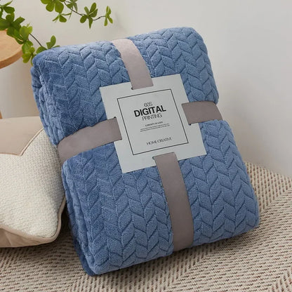 Fluffy Coral Velvet Blanket Flannel Plush Comfortable Thickened and Warm Soft Sofa Throw Blanket for Air-Conditioned Room Luxury