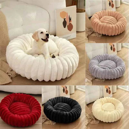 Round Bed for Dog Bed Mats Super Soft Cat Bed Long Plush for Medium Dog House Winter Warm Sleeping Dog House Supplies 40-70cm