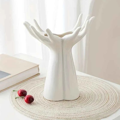 White Ceramic Handmade Vase - Exquisite Home Decor, Artistic Flower Arrangement Vase for Living Room or Tabletop Display