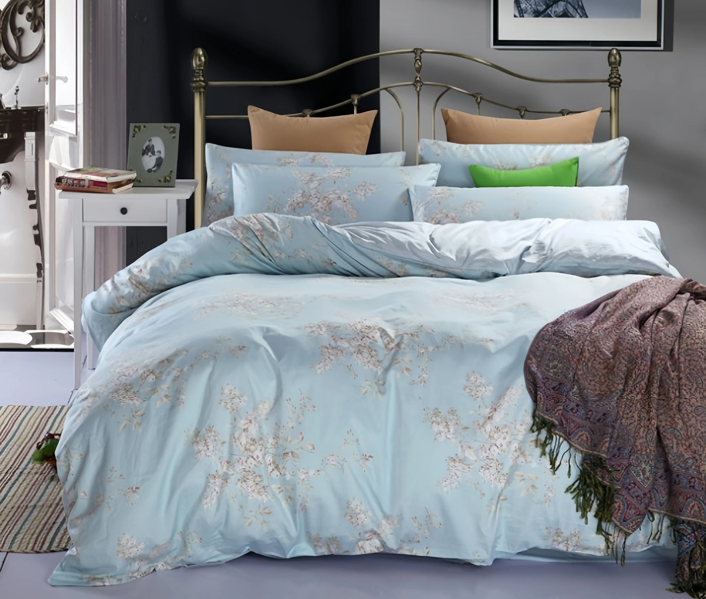 Duvet Cover Pillowcases Set,  600 TC, 100% Egyptian Cotton,  Printed and Solid Colors, US, UK Size,  Customize