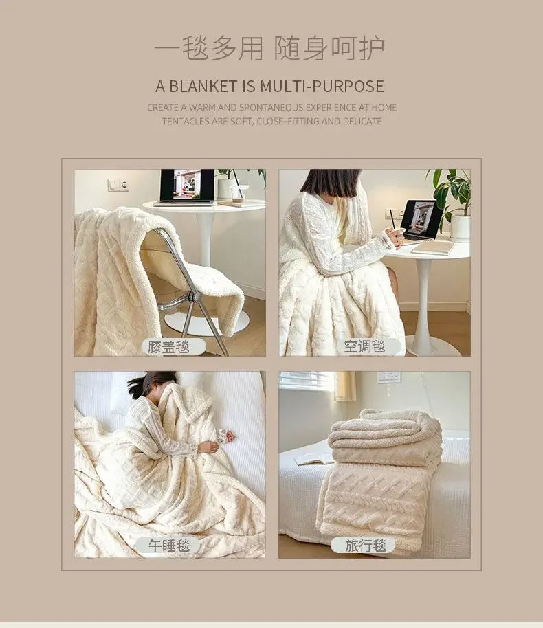 Tafu Flannel Double-layer Blanket Thick Sofa Office Nap Cover Blankets Student Dormitory Bed Sheets Air Conditioning Blankets