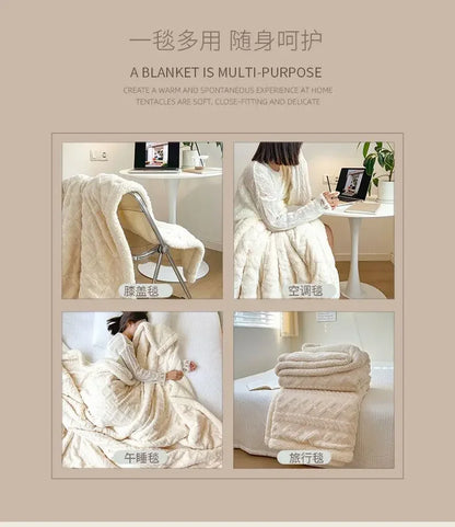 Tafu Flannel Double-layer Blanket Thick Sofa Office Nap Cover Blankets Student Dormitory Bed Sheets Air Conditioning Blankets