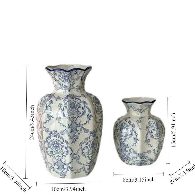 1PCS New Chinese Hand-Painted Blue and White Porcelain Vase Arrangement Decor for Living Room Dining Room Entryway