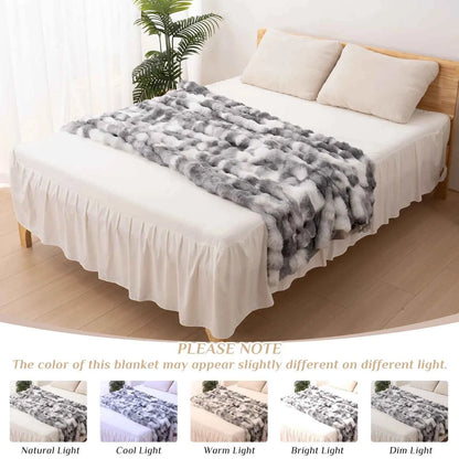 Faux Rabbit Fur Blanket for Bed,Thick & Warm Bed Blankets for Winter,Soft Cozy Fluffy Decorative Blankets for Bedroom