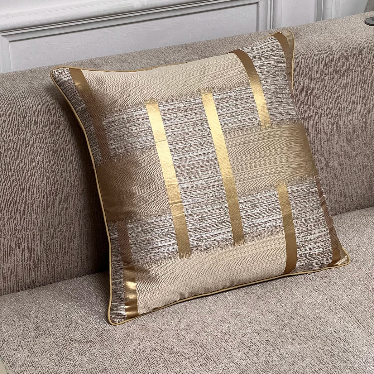 Gold Stripe Holiday Cushion Cover, Yellow
